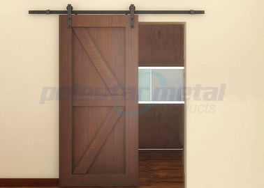 2000mm Rail Satin Black Steel Modern Decorative Sliding Barn Door Hardware Kits